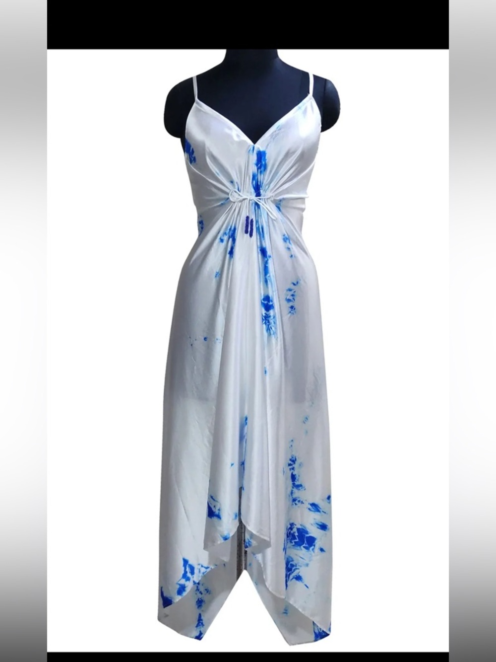 Colors of Fashion White & Blue Tie Dye Dress NWT